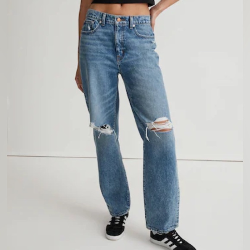 Madewell The Dadjean in Brockport Wash Ripped Edition Straight Leg Jeans Size 27